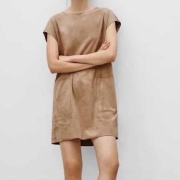 ARITZIA Wilfred Free Nori Faux Suede Tunic Dress with pockets dark green - Picture 2 of 10